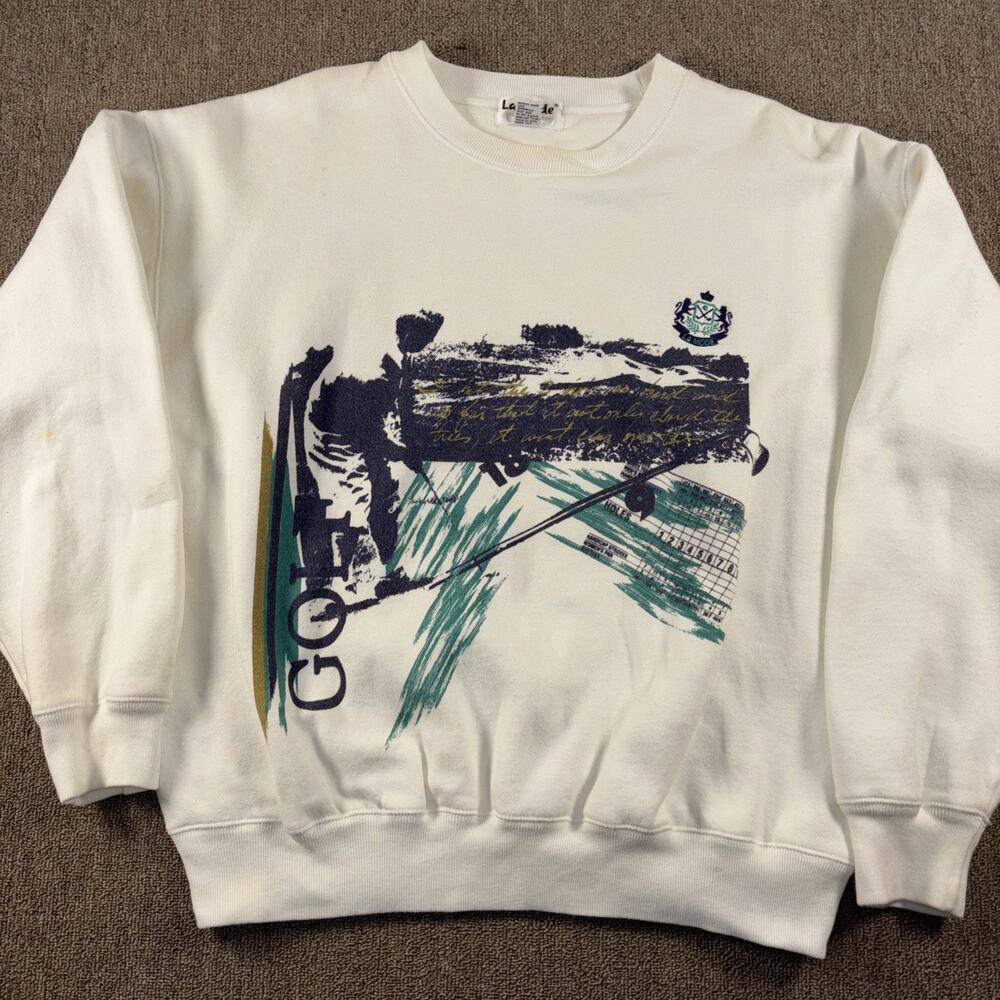 La Mode Vintage Golf Sweatshirt XL Made In USA Blue Green White